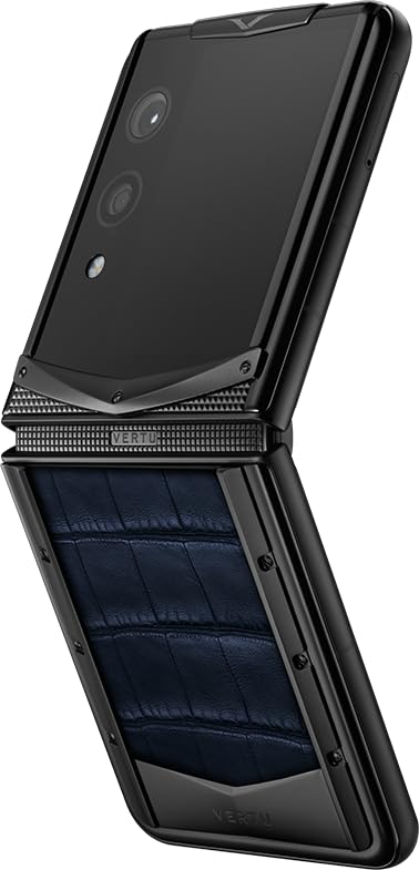 VERTU Quantum Flip Alligator Series Android Smartphone,Snapdragon 8 Gen 4,6.9" OLED 120Hz Display,16GB RAM 1TB Storage,Quantum Privacy System,65W Fast Charging,Dual Screen Design(Navy Blue)