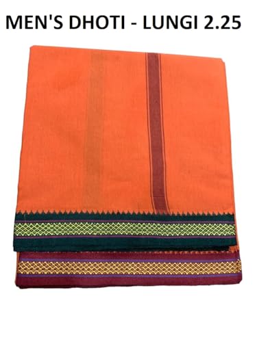 Image of Rameshwaram Fabrics 2.25 Mtr Cotton Lungi Dhoti for Men