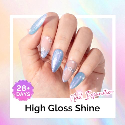 Image of MelodySusie Blue Aurora Shimmer Gel Nail Polish,Sparkle 0.5 Fl Oz Soak Off UV LED Holographic Blue Glitter Gel Polish Gift for Women Nail Art Manicure Salon DIY Nail Design Decoration at Home-G2103