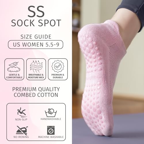 Image of 4 /6 Pairs Pilates Yoga Socks for Women | Non Slip Grip Socks | Athletic Barre Workout