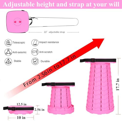Image of Fishboy Upgraded Collapsible Stool, 400lbs Max Weight, Lightweight But Sturdy, Portable Retractable Folding Telescoping Foldable Camping Stool for Adults Outdoor Fishing Hiking BBQ