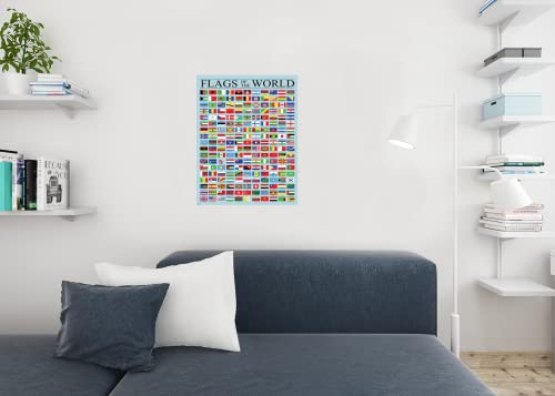 Image of Flags of the World Poster Geography Classroom Decor 2026 International Country Reference Chart Cool Wall Art Print Poster 24x36