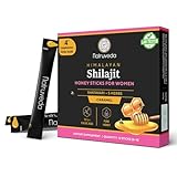 Natruveda Shilajit Honey Sticks for Women, 12 Sticks – Caramel | 300 mg Himalayan Shilajit Resin + Shatavari & 5 Ayurvedic Herbs | Lab Tested | Energy & Hormonal Balance Support