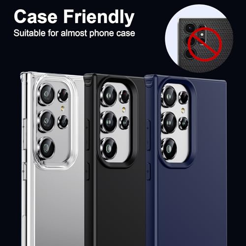 Image of WSKEN for Samsung Galaxy Ultra Camera Lens Protector, Ultra Thin Scratch Resistant 9H Tempered Glass with Aluminum Metal Circle Camera Screen Protector Cover Accessories