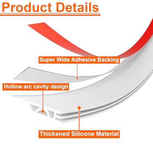 Image of 6Pack Door Draft Stopper, White Door Sweep for Bottom of Door, Weather Stripping Door Seal Gap Filler Bottom Noise Soundproof Cold Air Insulation Save Energy Installs Quickly Easily