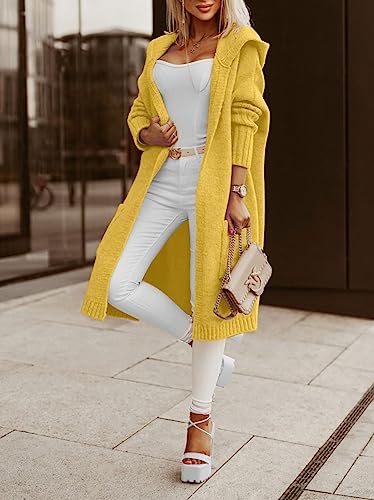 Image of Aoysky Womens Long Cardigans Cable Knitted Open Front Oversized Hooded Outerwear Sweater Coat