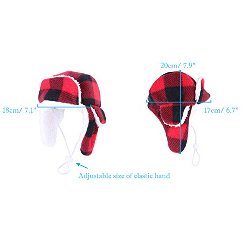 SEIS Christmas Dog Hat with Earmuffs Winter Adjustable Pet Red Plaid Pet Cap Xmas Dog Headwear for Small Medium Large… - Image 7