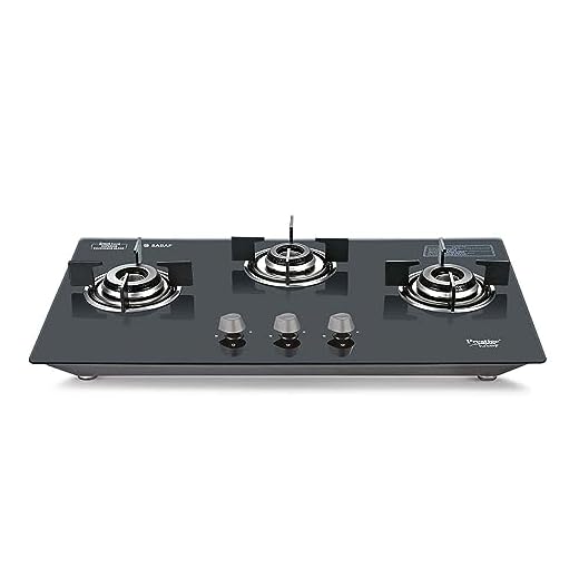 Prestige Desire Hobtop PHTD 03 AI Black L P Gas Table(with 8mm Thick Superior Toughened Glass Top, 3 Sabaf Burners, Auto Ignition)
