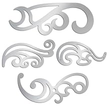 ORIGACH 4 Pcs Stainless Steel French Curve Ruler Metal Drafting Stencils Stainless Steel Template Rulers for Leather Sewing DIY Craft Supplies