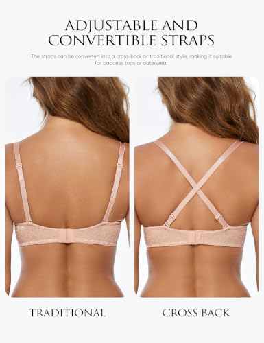 Image of Wingslove Women's Push Up Bra Deep V Plunge Underwire T-Shirt Bra Multiway 2 Cups Up