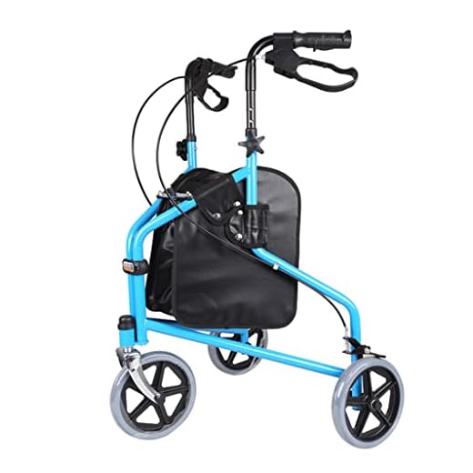 3 Wheel One-button Folding Walker for Seniors Lightweight Aluminum Rollator Walker with Height Adjustable Handles and Storage Bag