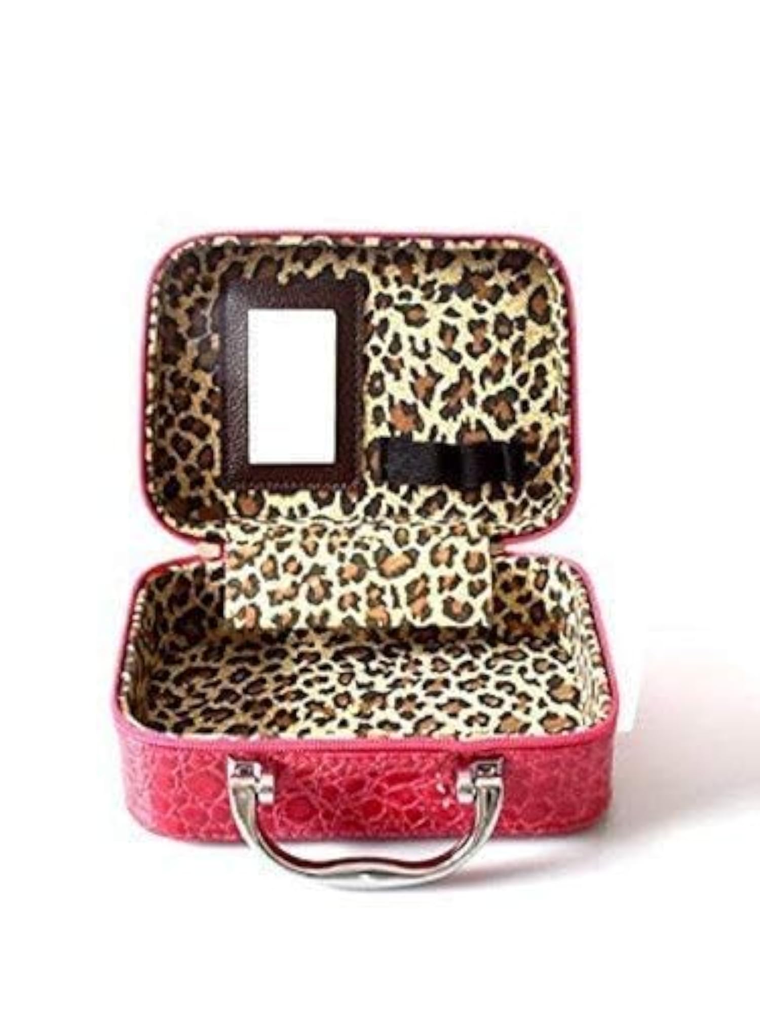 Travel Cosmetic Bag PU Leather Makeup Organizer with Mirror