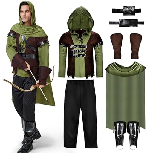 Joellfuner Disfraz de Arquero para Hombre, Disfraz de Robin Hood para Hombre, Robin Hood Disfraz, Adecuado para Disfraces Medievales y Fiestas de Disfraces de Carnaval (M) | Ya disponible en tu tienda friki favorita! En mundofriki.es!