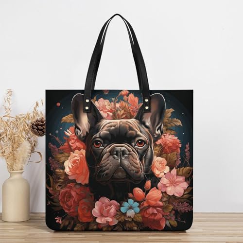 Sac bouledogue et fleurs idéal pour le travail et les voyages - 3