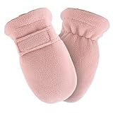 Zsedrut No Scratch Baby Mittens Toddler Infant Fleece Lined Gloves Winter Warm Mitten for Baby Boys Girls (Pink, 6-24M)