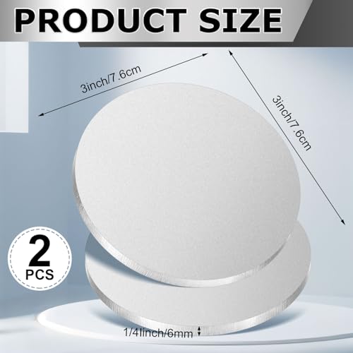 Hicarer 2 Pcs 1/4" Thickness Stainless Steel Disc 3" Diameter Round Circle Plate Metal Circles for Crafts Stamping Sanding Engraving by Hicarer - Image 2