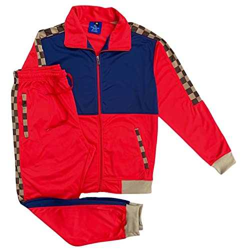 Conjunto de agasalho masculino com jaqueta e calça de corrida combinando, Vermelho (jogger), GG
