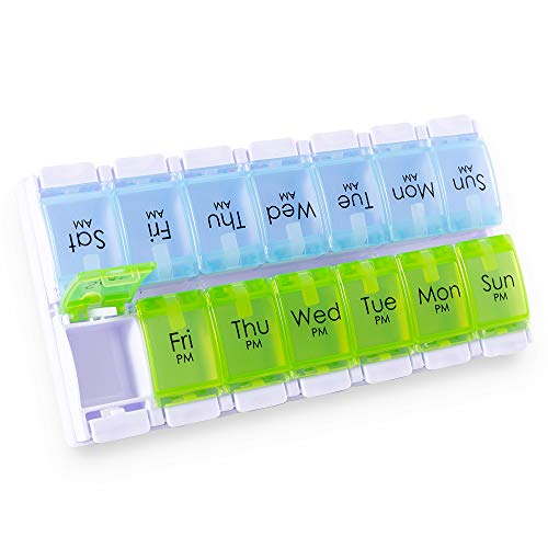 7 Day AM PM Pill Organizer 2 Times a Day, Large Weekly Pill
