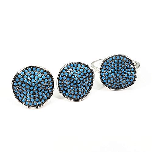 Collier en argent sterling S925 et parure turquoise pour femme élégante