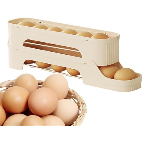 Egg Holder For Fridge, Slide-Type Auto Rolling Egg Dispenser With Multi-Tier Design, Space-Saving Refrigerator Roe Organizer Rack, Perfect For Kitchen Cabinet Shelf Storage, Easy Access