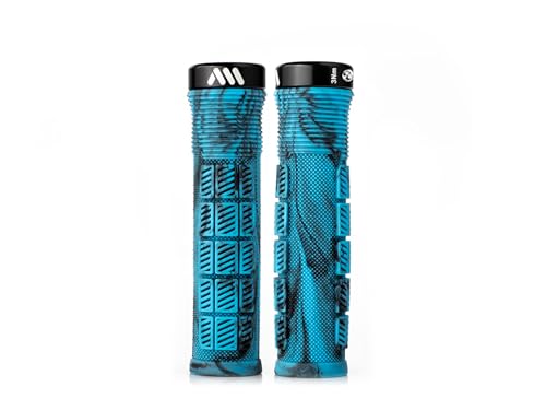 Puños MTB ergonómicos Rise con Bloqueo Interno con Textura Micro Diamond   Ligeros para Bicicleta de montaña, Enduro, Trail. Color Azul Camo