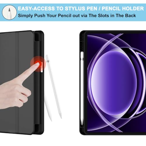 Image of CEDO Smart Case for Realme Pad 2 Lite (10.95 in) Tri-Fold Flip Folio Cover | Pencil Holder | Auto Wake-Up /Sleep Mode | Multi View Angles Stand TPU Backcover (Black)