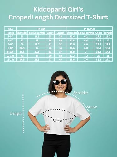 Image of KiddoPanti Girls 100% Cotton Solid Drop Shoulder Half Sleeve Round Neck Crop Tee