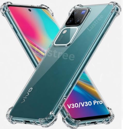 Image of Lustree Compatible with vivo V30 PRO 5G Back Cover| Clear + TPU Case with 4 Corner Air Cushion Protection & Camera Protection | Slim& Stylus Cover for vivo V30 PRO 5G