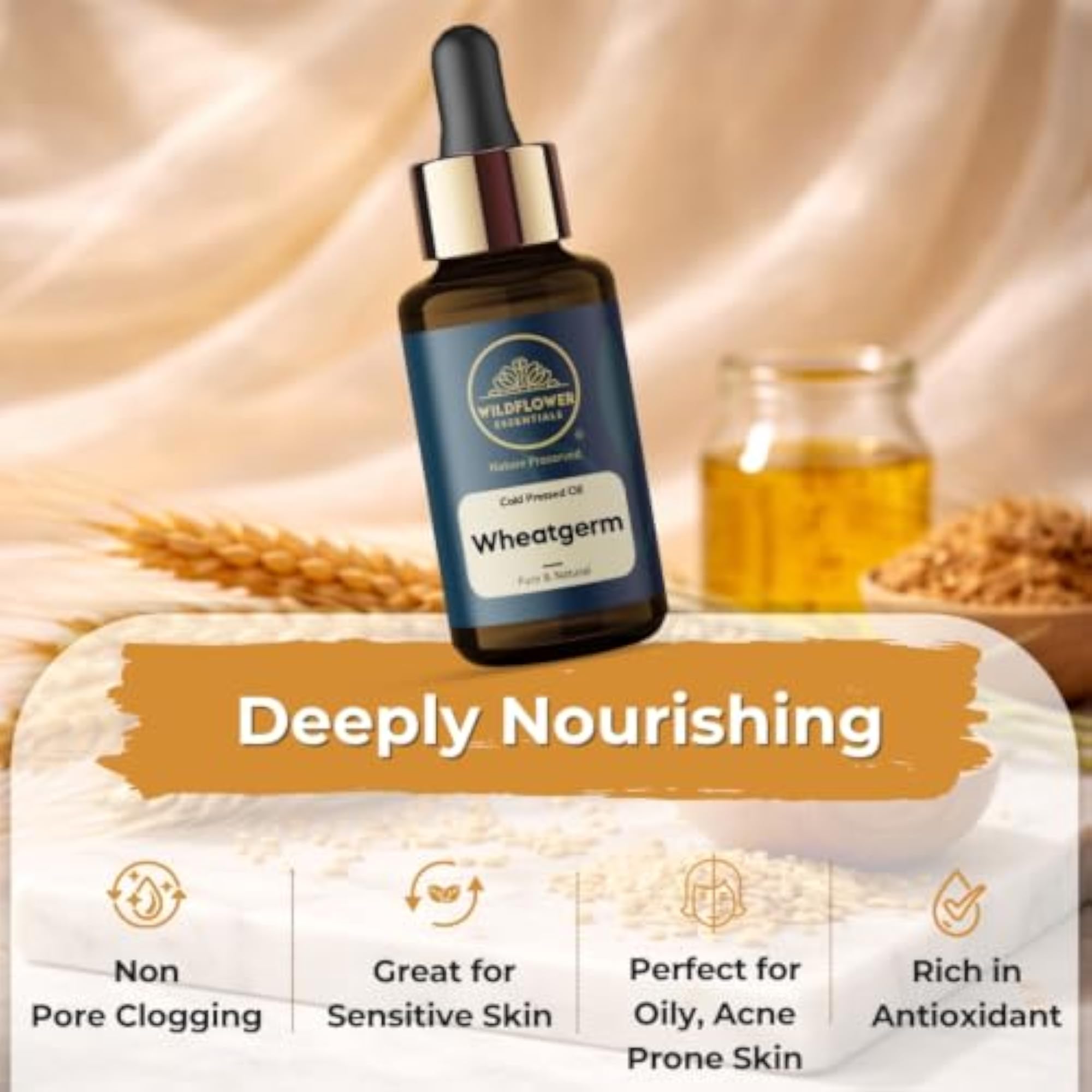 Pure Wheat Germ Oil for Face, Hair, and Body