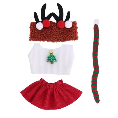 Weihnachts-Puppenkleider, Winter-Oberteil Rock & Gestrickter Schal für 17cm/15cm Puppe Festliche Outfits Set Süße Weihna...