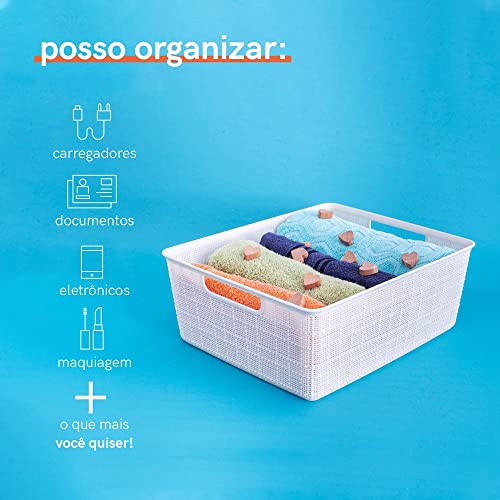 Oikos - Caixa Organizadora 4L com Tampa de Bambu Branca