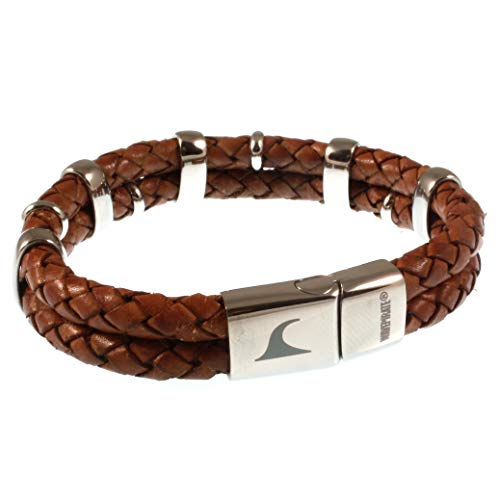 WAVEPIRATE® Echt Leder-Armband Africa F Cognac 22 cm Edelstahl-Parts in Geschenk-Box Surfer Männer Herren Cover