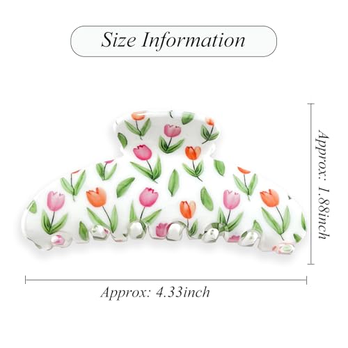 Pinzas Acrílicas para Cabello Floral 2 Pack Blanco Beis miniatura 6
