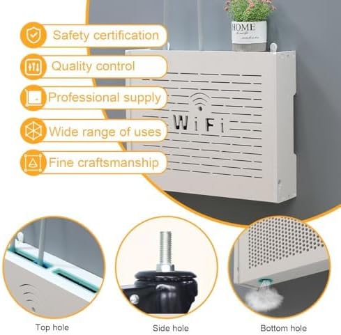 Router Storage Box, Large Capacity Wall-Mounted Cable Management Rack for WiFi Routers, Wires, and TV Set-Top Boxes