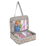 Hobby Gift Große Stricktasche Projektetui - Näh- & Häkel-Organizer für Kurse & unterwegs, Basteltasche mit Fächern zur Aufbewahrung & Organisation, 100% Baumwolle - 34 x 28 x 12 cm, Bienen