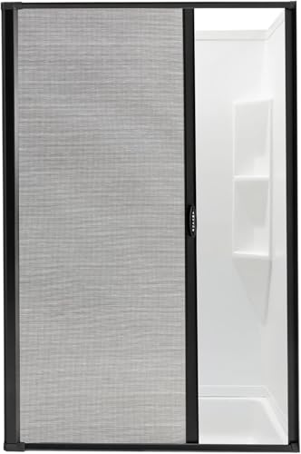 RV Retractable Rolling Shower Door (Black, 40' W x 64' H)