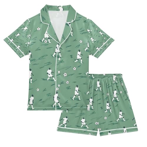 senya Football Player Ball Satin Summer Pajama Sets Silk Short Sleeve Button Down Sleepwear