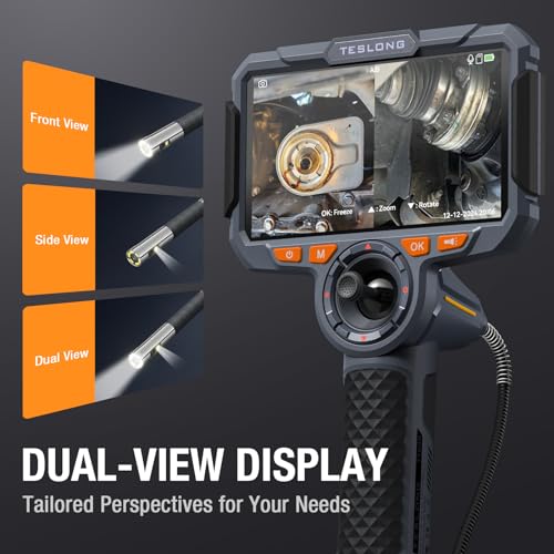 Image of Teslong TF600 4-Way Articulating Borescope with 6.5mm Dual Lens Endoscope | Professional Mechanic Inspection Camera, Ergonomic Design, 6-inch 1920x1080 IPS Screen, 6+1 LEDs, IP67, 6000mAh, 32GB, 5FT