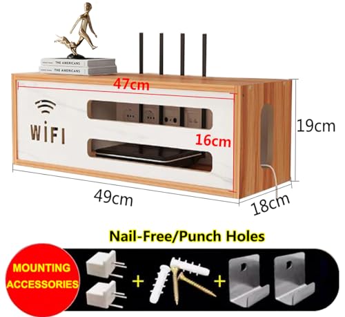 PUIOTEAI Router Schrank mit WiFi Box und Aufbewahrung für Router und Kabel, Wandmontierbares TV-Kabel-Organizer