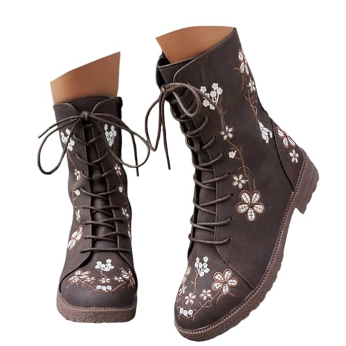 Bottines courtes rétro à fermeture éclair et bottes femme talon rond