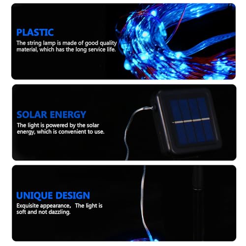Luces solares decorativas LED azules para jardín 20m miniatura 7