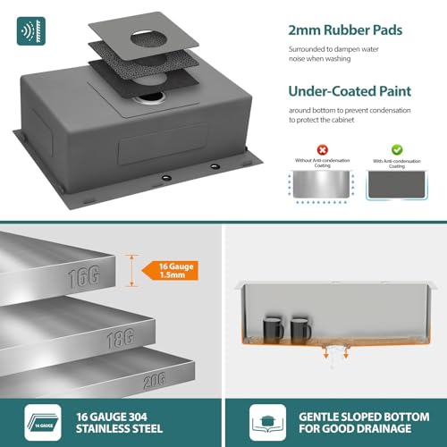 33 Stainless Steel Kitchen Sink - Lofeyo 33 x 22 Drop Sink Stainless Steel 16 Gauge Round Corner Single Bowl Drop In Topmount Kitchen Sink Basin - Thumbnail 6
