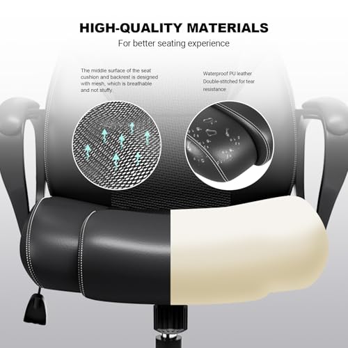 Sedia da Ufficio Ergonomica con Supporto Lombare, Sedia Scrivania Poltrona Girevole ad Altezza Regolabile per Ufficio e Studio — Nera - Sedia gaming - Immagine 5