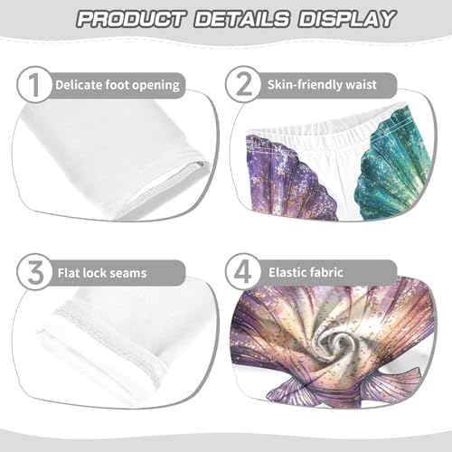 Sea Shell Seashells Colorful Glittering Girls Casual Leggings for Kids Printed Long Pant Bottoms Stretch and Soft3