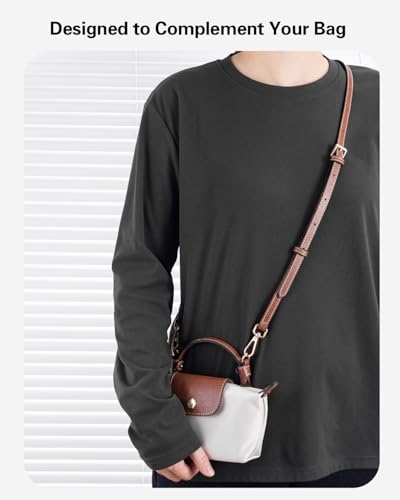 Image of Mini Bag Leather Shoulder Strap Conversion Kit - Compatible with Longchamp Mini Bag, Adjustable Crossbody Strap Replacement, Durable, Brown