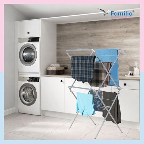 Image of Familia Premium Foldable Clothes Drying Stand (Cross Type 2-Tier - Silver)