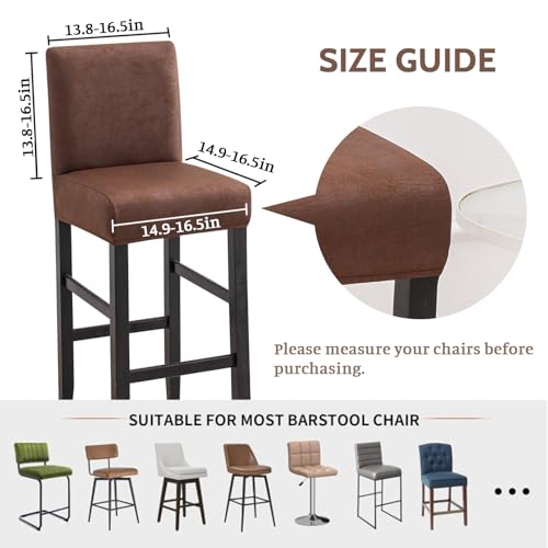 Image of FUANGUI Bar Stool Covers Set of 2, Stretch Bar Stool Seat Covers | Washable Removable Bar Chair Covers with Backs Slipcovers, Bar Chair Covers Square for Kitchen Dining Room Cafe