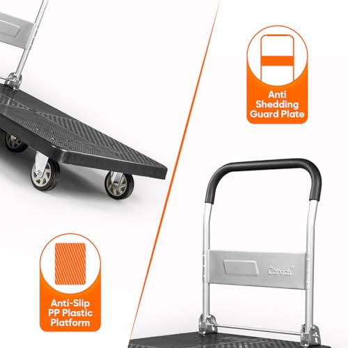 Corvids 500 Kg Portable Plastic Folding Hand Platform Trolley | 2-Year Warranty | Industrial Dolly Cart with 360° Rotating Wheels for Home and Warehouse Use…