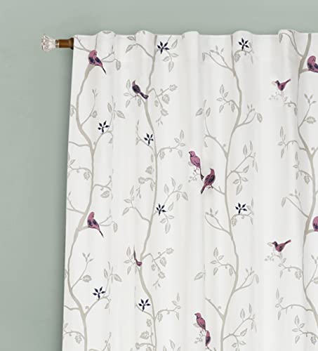 Image of Tranquebar Curtain Co. Window Curtains 5 Feet, 60-65% Room Darkening, Pink Bird Print, Cotton Curtains for Window, Cotton Curtains 5 Feet Long Set of 2, BackTab Loops, Design Yori (152 cm) - Set of 2