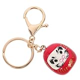 JOINPAYA Llavero Daruma Japonés de Metal Rojo Muñeca Tradicional Kawaii Colgante Decorativo para Bolso y Mochila Accesorio Portátil de Suerte y Fortuna 1 Pieza